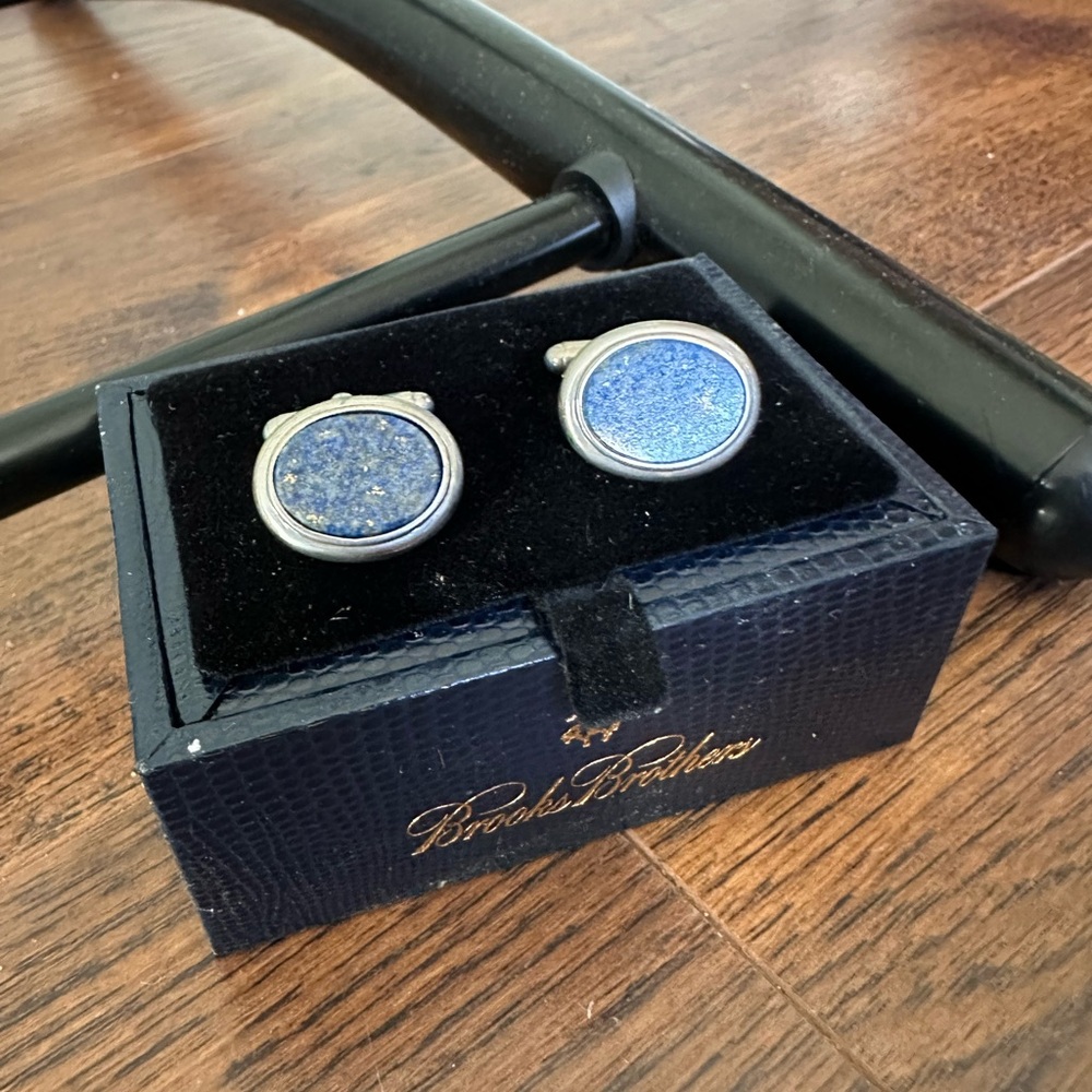 Brooks Brothers Silver and Blue Cufflinks